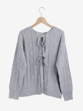NWT Wayf Light Gray Cable Knit Tie-Front Cardigan